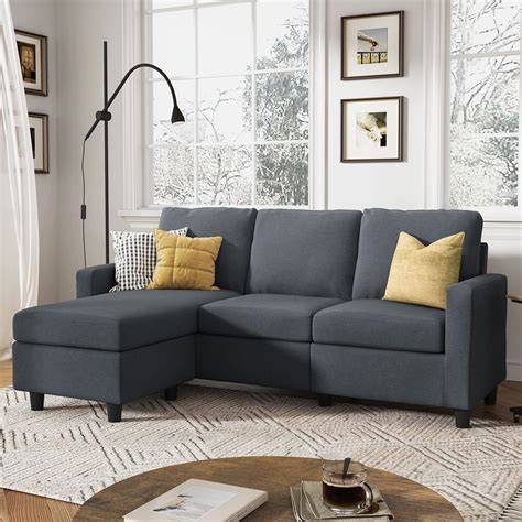 PonLiving Furniture_L Shape Sectional Sofa Set with Storage Ottoman