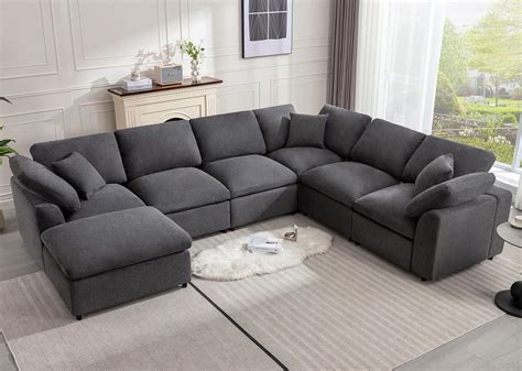 ASHEY Furniture L Shape Sectional Sofa Set with Storage Ottoman
