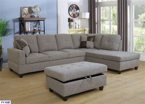 ASHEY Furniture L Shape Sectional Sofa Set with Storage Ottoman