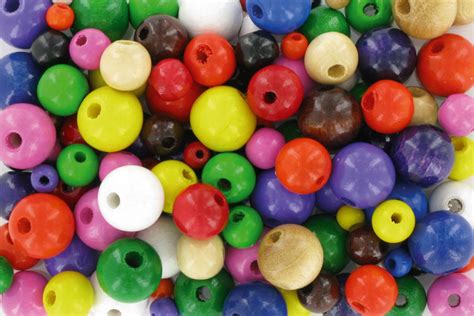 Perles rondes en bois, couleurs assorties Perles en bois 10 Doigts
