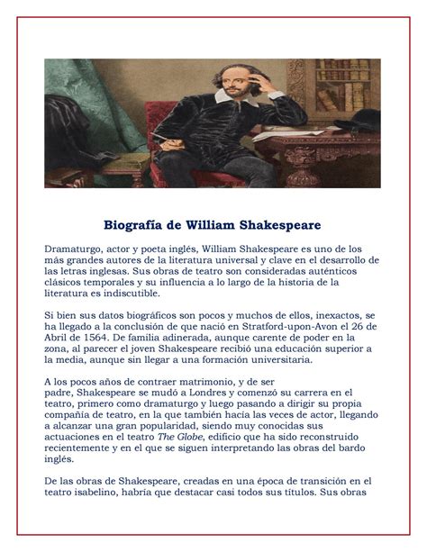 la biografia de william shakespeare