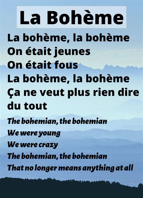 la boheme lyrics french