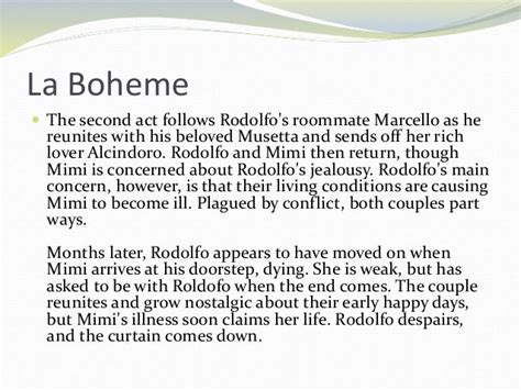 la boheme synopsis of story