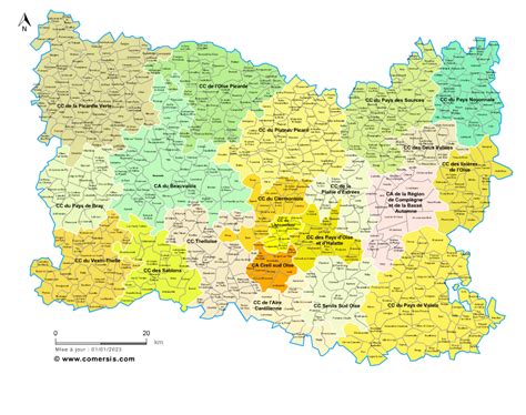 Carte des villes et communes limitrophes de l'Oise