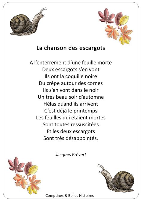 New La Chanson Des Escargots Ideas