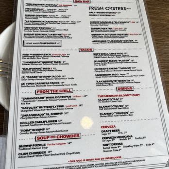 la corriente la jolla menu