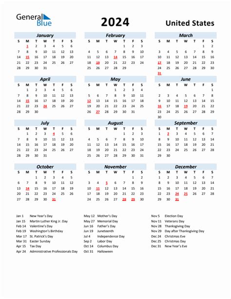 la county holidays 2024 calendar