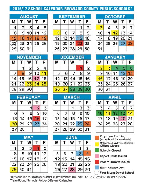 la county public school calendar