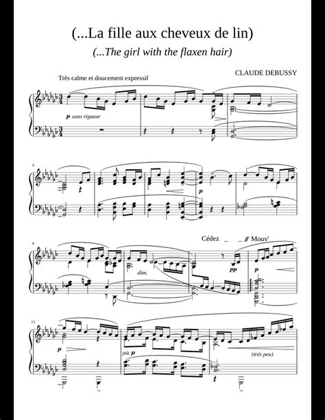 la fille aux cheveux de lin piano sheet music