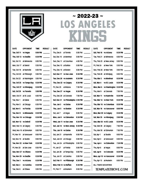 la kings 2022 2023 schedule