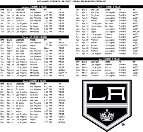 la kings tv schedule