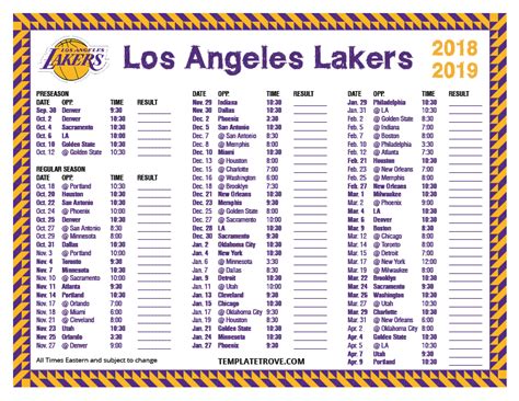 la lakers schedule 2019