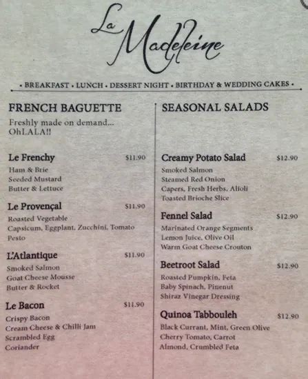 la madeleine menu pdf