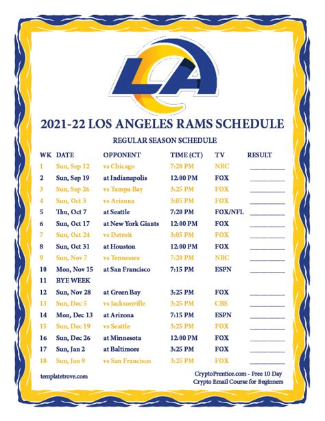 la rams schedule 2023