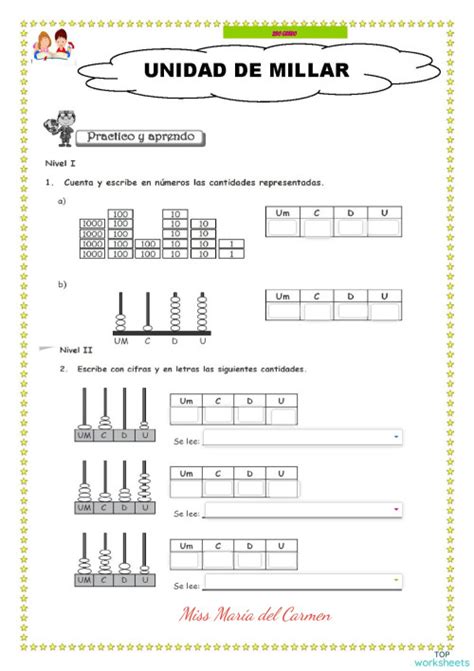 la unidad de millar ficha