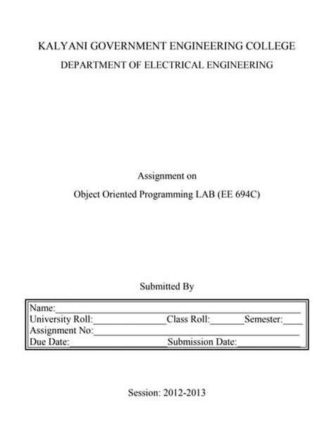 Lab Assignment Format