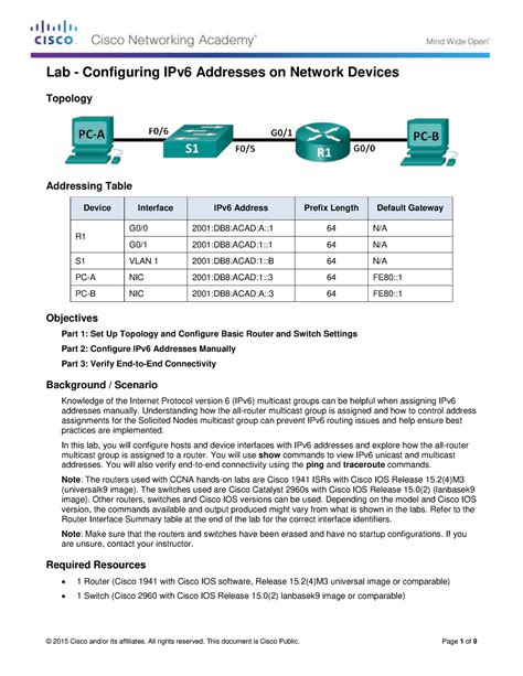 Lab Configuring Ipv6 Addresses