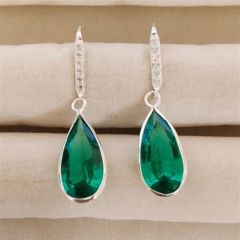 Lab Created Emerald Earrings