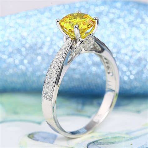 lab created yellow diamond engagement rings