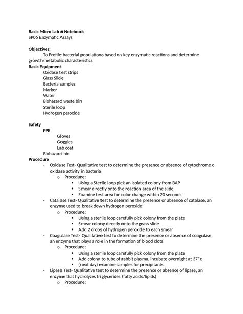 Lab Notebook Basic Information Answer Key