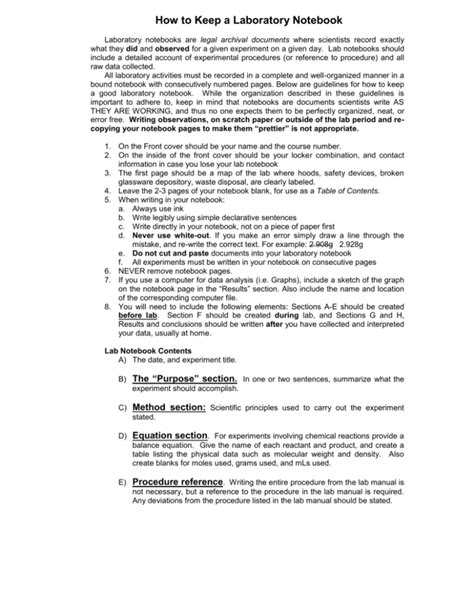 Lab Notebook Protocol