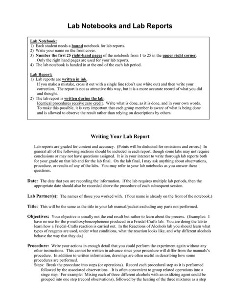 Lab Notebook Vs Lab Report