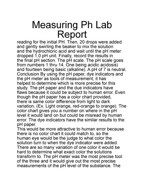Lab Report On Ph