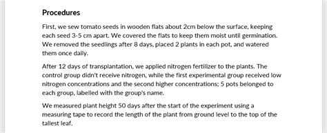 lab report procedure example