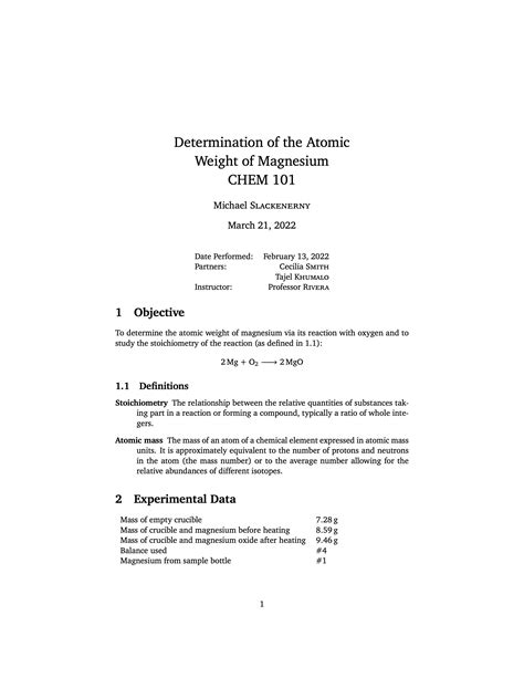 Lab Report Template Latex