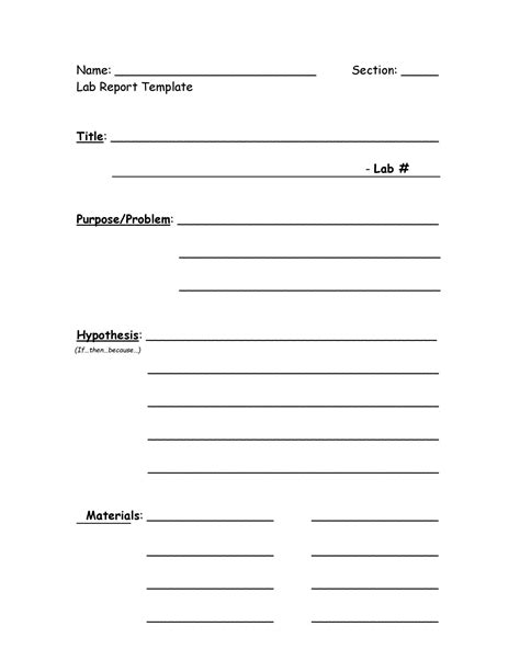 Lab Report Template Printable