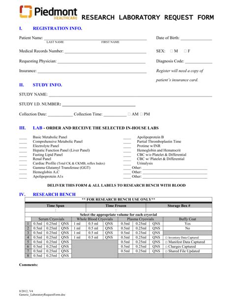 Lab Request Forms