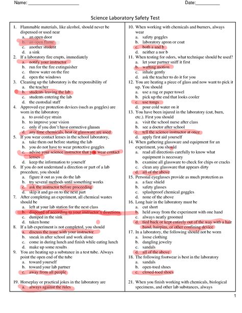 Lab Safety Test Study Guide