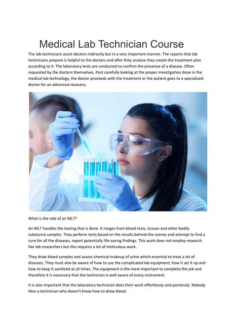 Lab Technician Course Information