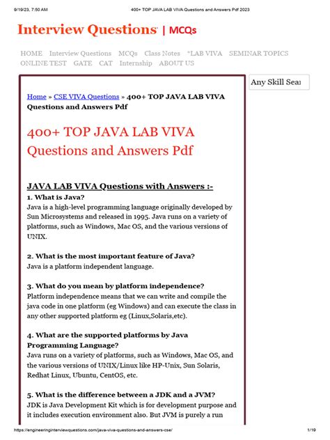 Lab Viva Questions Java