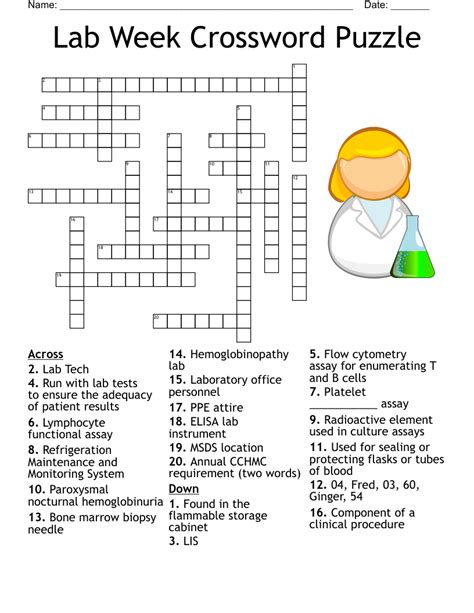 Example of a lab themed crossword puzzle grid