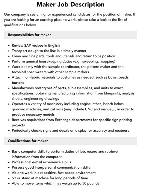 Label Maker Job Description