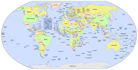 Labelled Map Of The World Printable