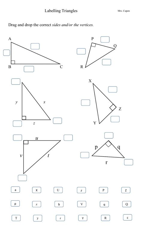 Labelling Triangles Worksheet