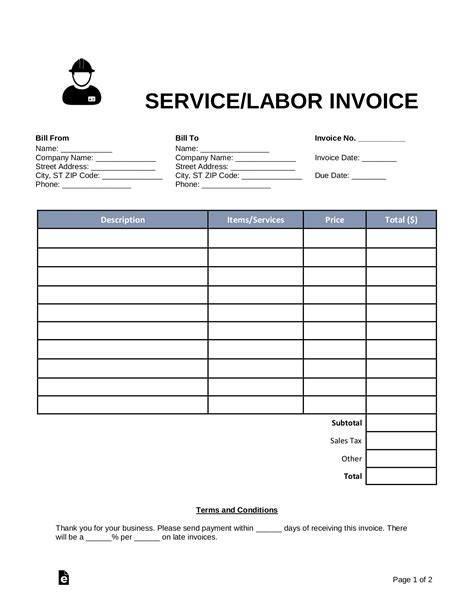 Labor Invoice Template Word Best Template Ideas