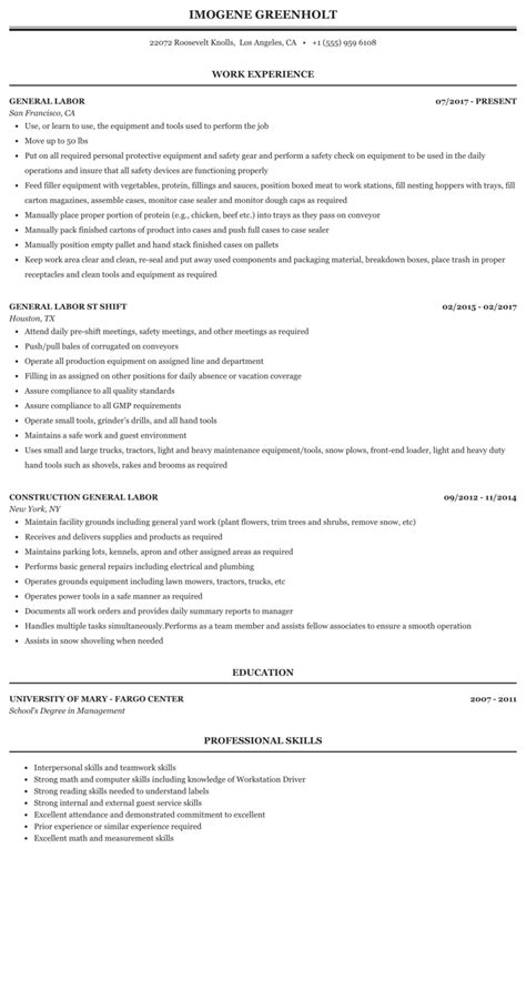 Labor Objective For Resume