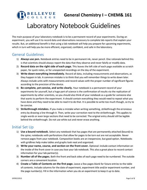 laboratory notebook guidelines