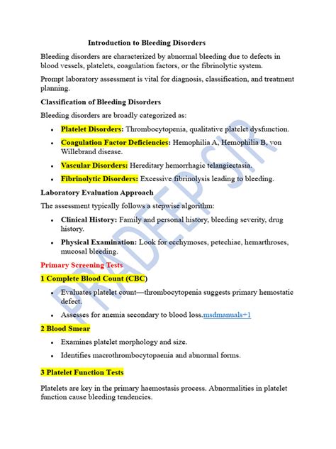 Laboratory Test Bleeding Disorder