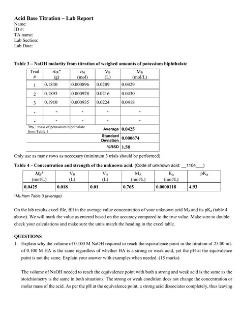 Labster Titration Lab Report