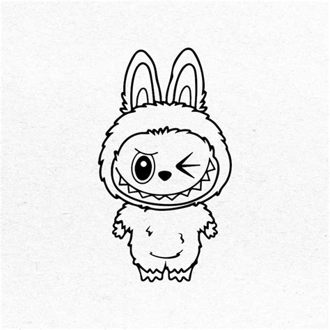 Labubu Outline Template