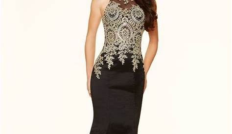 Lace Applique SheerBodice Long Prom Dress