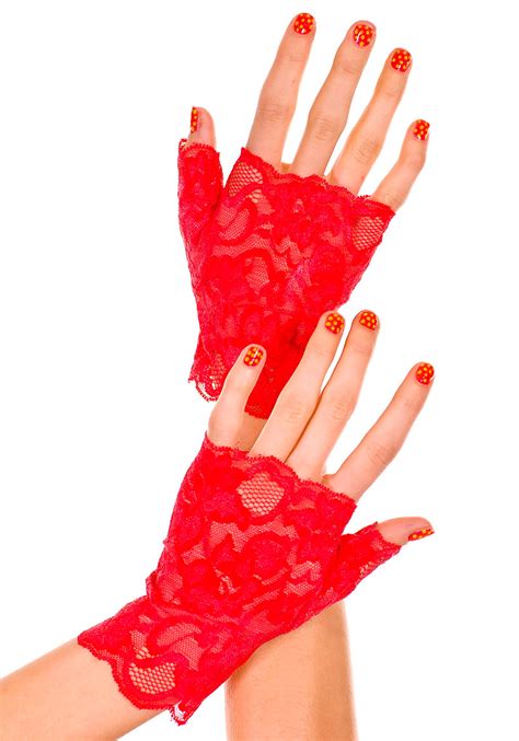 lace gloves red