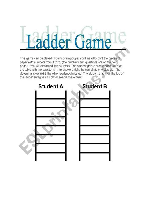 Ladder Game Worksheet