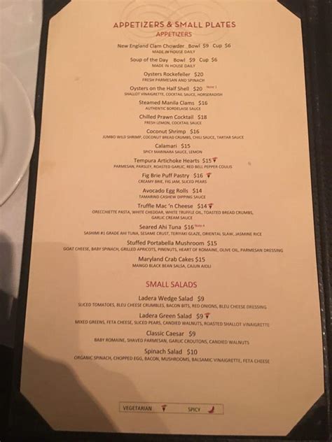 Ladera Grill Printable Menu
