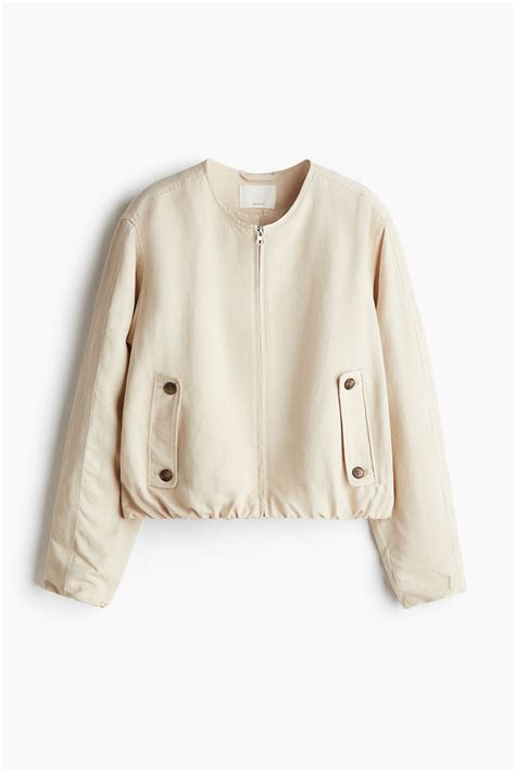 Ladies Beige Bomber Jacket