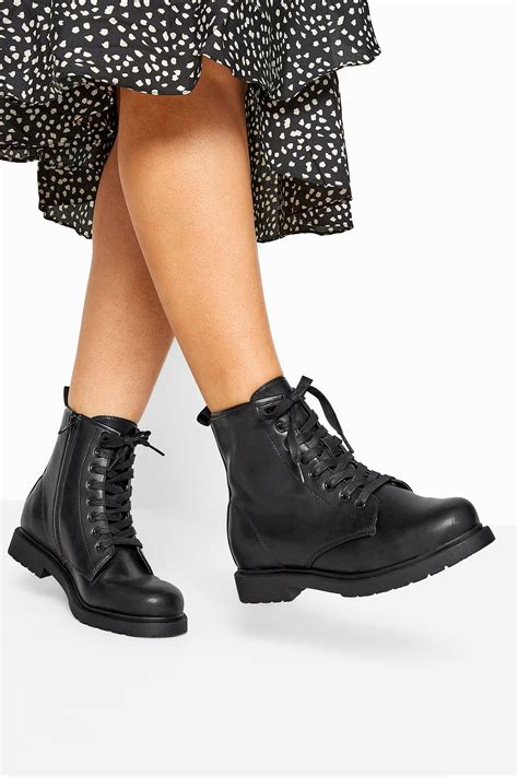 ladies black lace up boots